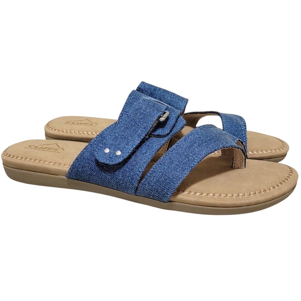 Cliffs White Mountain Fancify Adjustable Slide Thong Sandals Size US 9.5M Denim